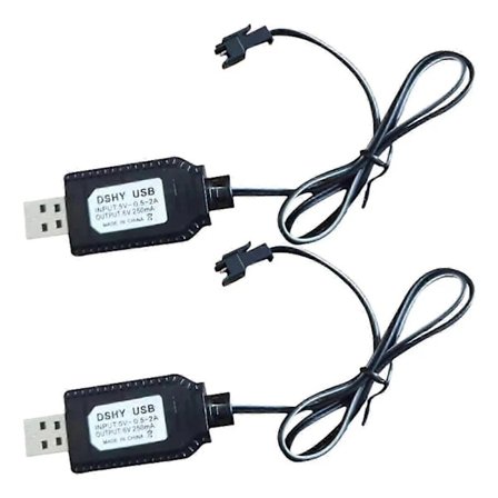 6V SM2P USB-ladekabel til NiCd NiMH-batterier, fjernstyrede biler og enheder med SM2P-stik og USB-interface Multicolor