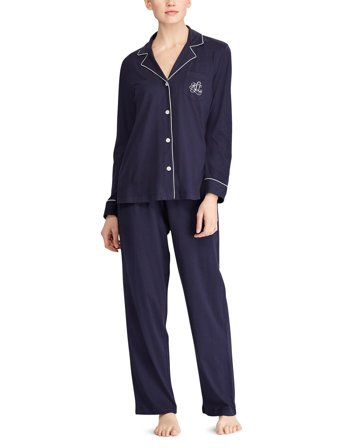 Lauren Ralph Lauren Homewear Lrl Hammond Knit Collar Pj Set - Navy - S