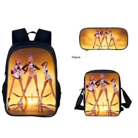 Kpop Demon Hunters Ryggsekksett - Huntrix Rumi Mira Zoey skolesekk & pennal for studenter