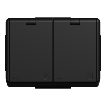 ELKO Dobbel stikkontakt sprutsikker påvegg RS16 sort