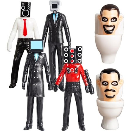 6 stk. Skibidi Toilet Legetøjsfigurer: Tegneseriefigur Legetøjssæt