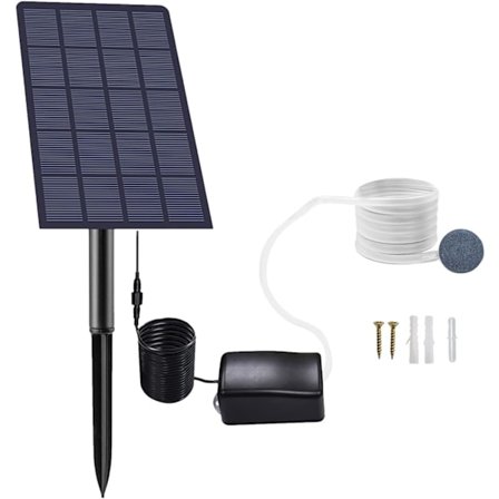2,5W Solar Dam Belufter Dam Belufter Solar Dam Pumpe Plug-in Solar Iltpumpe med Slange og Luftsten Have- og Fiskedam Belufter