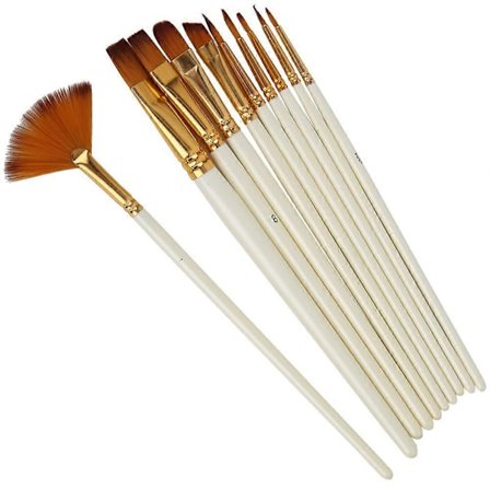 10 kpl Maalaussivellintä Nylonkarva Puuvarsi Tuulettimen Muotoinen Vesivärimaalaus Taidetarvikkeet YEMAA