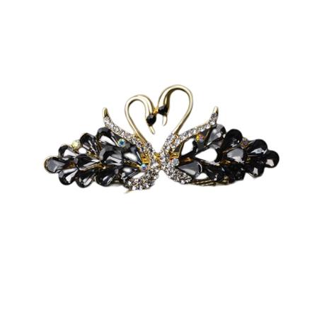 Hårnål Dame Rhinestone Fjærklips Halvklips Bak På Hodet Hestehale Tiara Grå