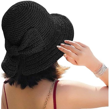 Sammenleggbar bredbremmet diskett stråhatt, sommerhatt med