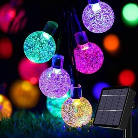 20 LED aurinkoenergiaa sisältävää puutarhavaloa ulkokäyttöön kristallipallovalot, piha, joulu (väri)