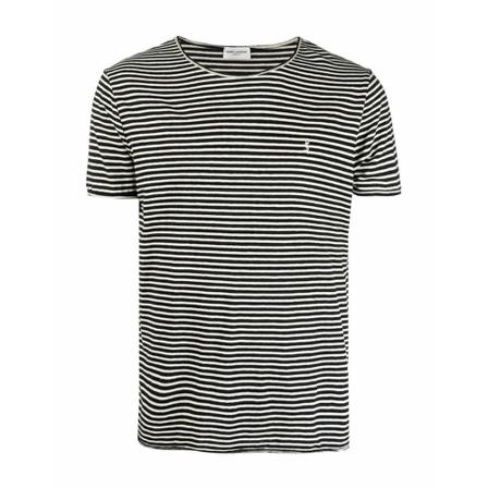 Saint Laurent Vintage Pre-Owned T-shirt rayé à logo brodé Sort, Herre Vintage Overdele