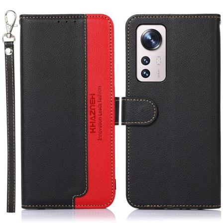 Khazneh Xiaomi 12 Plånboksfodral Svart/röd Svart