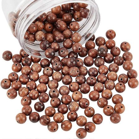 98 kpl 8 mm luonnonpuuhelmiä, valmiita ruusupuuhelmiä, puuhelmiä korujen valmistukseen ja tee-se-itse-askarteluun - kookospähkinänruskea