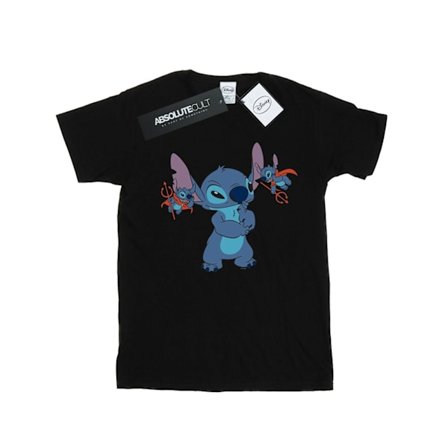 Disney Dam/Damer Lilo Och Stitch Little Devils Bomull Boyfriend T-Shirt XL Svart