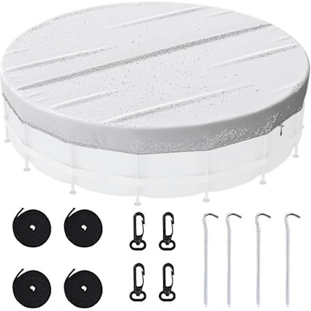 Poolskydd, vindtätt runt uppblåsbart poolskydd, dammtätt vattentätt poolskydd för familjepooler och badtunnor - WELLNGS