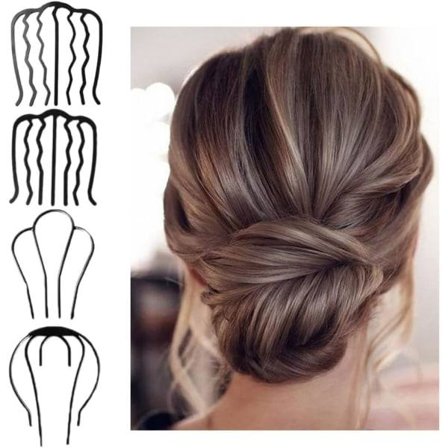 Hårklämma Hårnål Hårknut Chignon Nål Hårgaffel Franska Hårnålar 4 Klor Hårpinne Hårknut Hållare Tillbehör för Kvinnor och Flickor