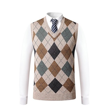 Yynuda Herr Kashmir Pullover Ullblandning Ärmlös Stickad V-ringad Tröja