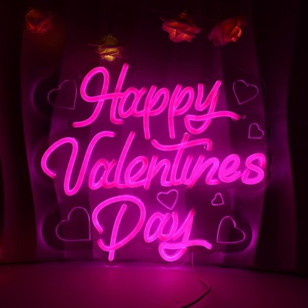 Glad Alla Hjärtans Dag Neonskylt för Vägg, Romantiskt Rosa LED-Ljus för Sovrumsfest Alla Hjärtans Dag Dekorationer, Alla Hjärtans Dag Presenter för 