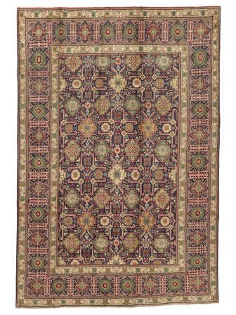 Tapete Oriental Tabriz 197X291 Castanho/Preto (Lã, Pérsia/Irão)