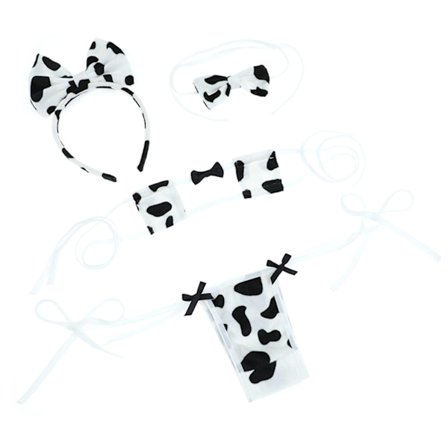 Sexig ko BH och trosor Set Anime Underkläder Set för med hårband Kostym Cosplay Bikinis Set Hollow Bralette Side Tie Pan