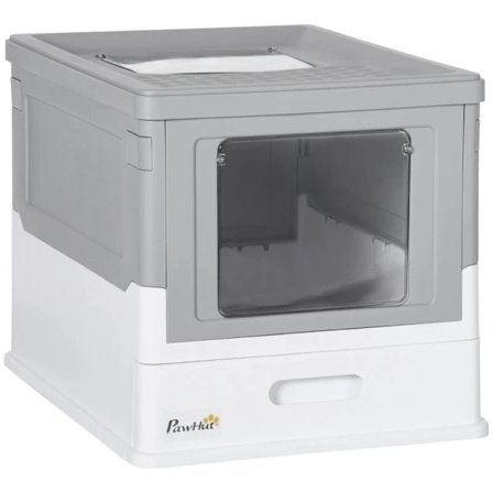 Rootz Cat kattlåda - Skopa ingår - Strölåda med främre ingångsutgång - Bärbar - Djurtoalett med stort utrymme - Lätt att montera - Grå - 47,5 x 35,5 x