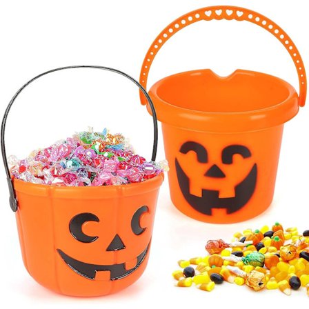 2 stk. Halloween græskar spand, græskar slik spand, slik eller t