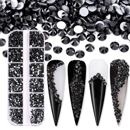 3600 st Nail Art för Rhinestone AB Rhinestones Beads Nail Gems Rundformade Flatback Gems Stones Dubbar 6 storlekar med låda