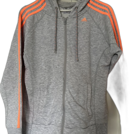 Grå/neon orange/rosa adidas hoodie strlS