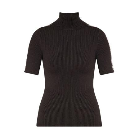 Off White Ribbed turtleneck top with logo Sort, Dame