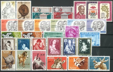 Belgien - Komplet årgang 1961 - Postfrisk