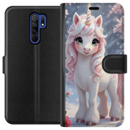 Kompatibelt Lommeboketui til Xiaomi Redmi 9 Minimalistisk glitchtypografi med teksten cute but psycho i neonlignende fargeeffekt