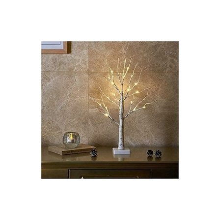 Sisävalaistus 24kpl Lämmin valkoinen LED Puu Koivu Puu Koriste Paristo Yhdistetty Kotiin Syntymäpäiväjuhla Joulukoristeet Sisä hääkoristelu (60cm/2ft)