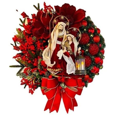 40 cm Utendørs Julekrans Med Lys Batteridrevet