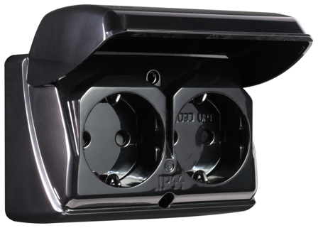 ELKO Utendørs stikkontakt IP44 Sort AS1090 UPT stikk SO