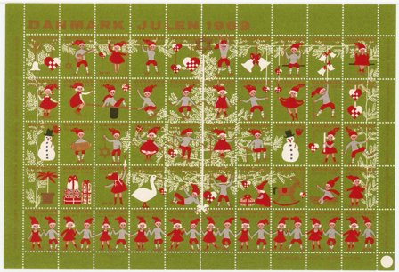 Danmark - Julemærkeark 1963 - Utakket på den venstre side - Ubrugt eller foldet