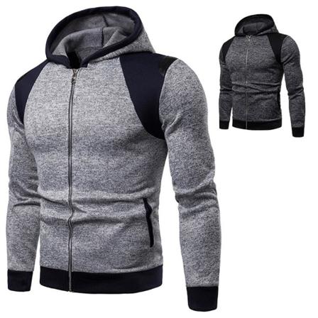 Läder Dragkedja För Män Sport Casual Tröja Huvtröja