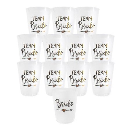 12 st Team Bride Plastmugg Möhippa Transparent Muggar Set