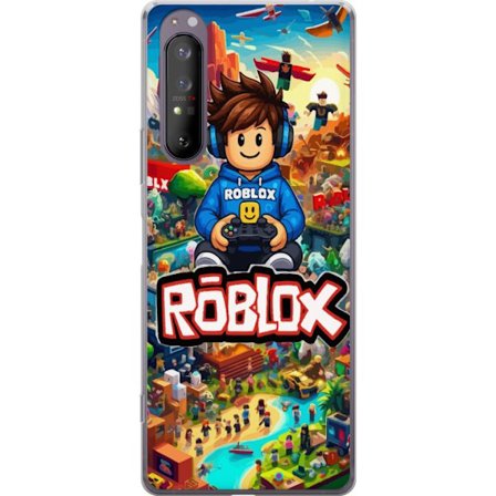 Kompatibel Mobilcover til Sony Xperia 1 II Roblox-verden med spilkarakterer og farverige eventyr fyldt med action og flyvende køretøjer
