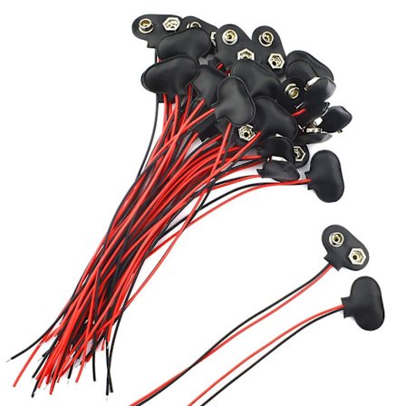 30 kpl 9 voltin paristopidike, kontaktiparistoliittimet (30 kpl - 15 cm)