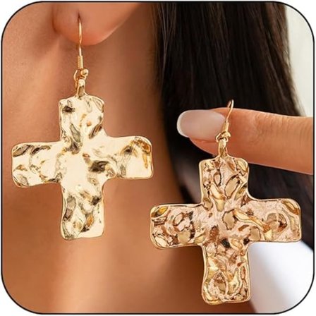Kullattu Vasara Risti Riippuvat Korvakorut Naisille Muoti, Rohkeat Paksuhopeiset Risti Koukku Korvakorut Hienot Vintage Uskonnon Korut