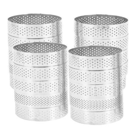 20 stk. Cirkelformede Tærteringe Med Hul Frugttærte Quicher Kagemousse Køkken Bageform Perforeret