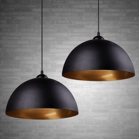 Moderne industrielt pendellampe 2 x Vintage pendellampe Diameter 30 cm Bredde Lampekronen Fremstillet af jern Pendellampe E27 Loftlampe Sort Guld