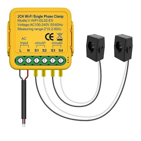 Tuya WiFi Strømmåler Monitor 2CH Sanntids Energi Strøm Monitor Automatisering Varsler Smart Life Fjernkontroll