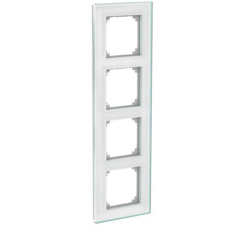 Schneider Electric WDE004038 Kombinasjonsramme glass, solid, hvit 4 rom, Strømbrytere & vegguttak