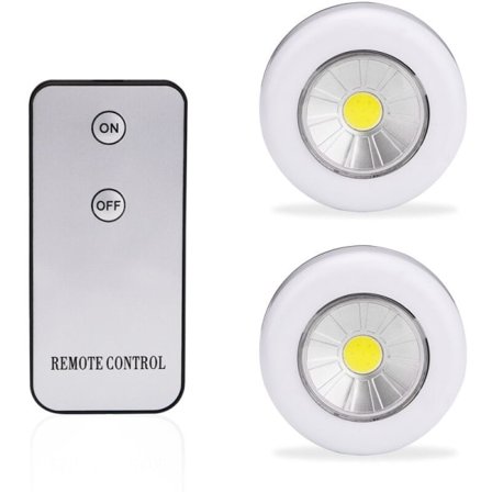 IC LED-natlampe, 2-pak underskabslys, trådløs batteridrevet skabsbelysning, LED-køkkenbelysning med fjernbetjening til skabe, skabe, køkken