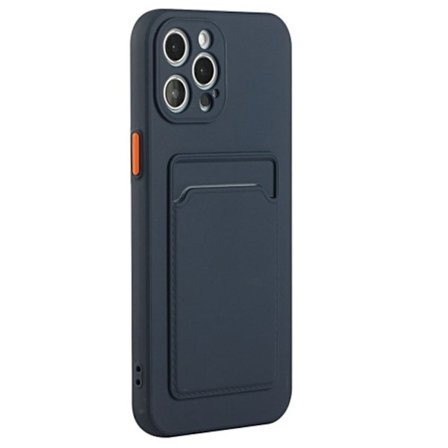 iPhone 15 Pro TPU-case with a card holder - Dark blue