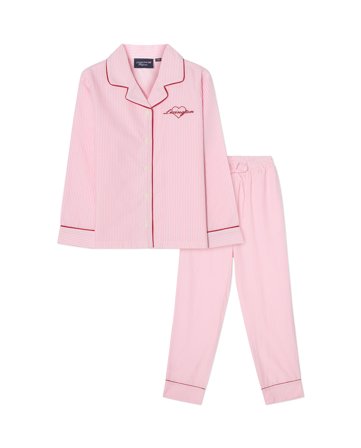 Lexington Barne-pyjamaSengesettt i økologisk bomull med nålstriper, rosa/hvit