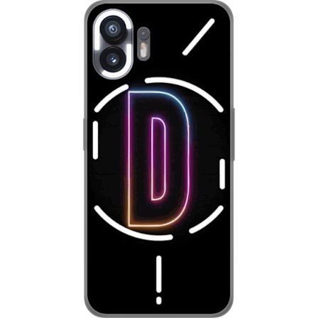 Kompatibel Mobilcover til Nothing Nothing Phone (2) Minimalistisk neonbogstav D i farveskiftende lys mod sort baggrund i moderne digital design