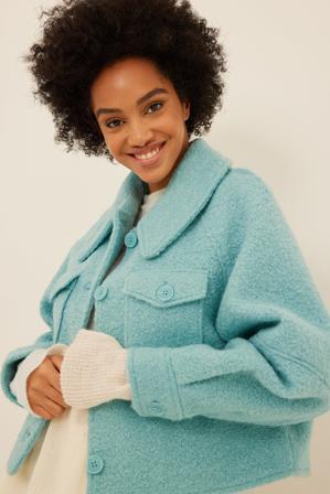 NA-KD Veste à poche poitrine et manches larges - Vestes d'automne - Bleu - EU 36