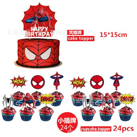 Spiderman Födelsedagsfest Set Dekorationer Grattis på födelsedagen Set