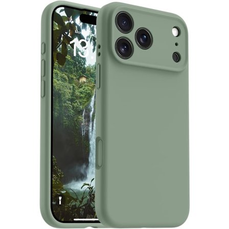 17-tommers telefoncover, kompatibelt med Magsafe ultratyndt cover, blødt flydende silikone stødsikkert skal (limegrøn, iPhone 17 Pro) Vert calk