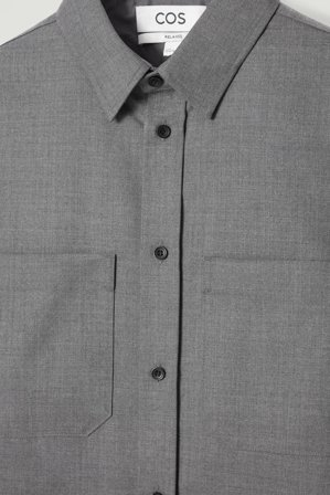 COS Men's Relaxed Wool-Blend Utility Shirt in Grey