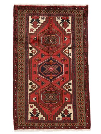 Anudada A Mano Hamadan Alfombra 70X116 Persa De Lana Negro/Rojo Oscuro Pequeño