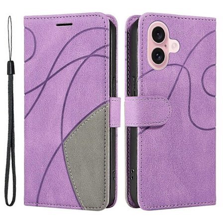 KT Læder Serie-1 Til iPhone 16 Etui Farvesplejsning Tegnebog PU Læder Telefon Cover